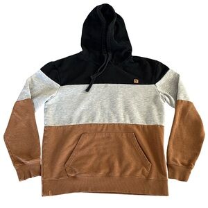 Tentree Men's Fall Woods Colorblock Pullover Hoodie Size Medium Black Brown